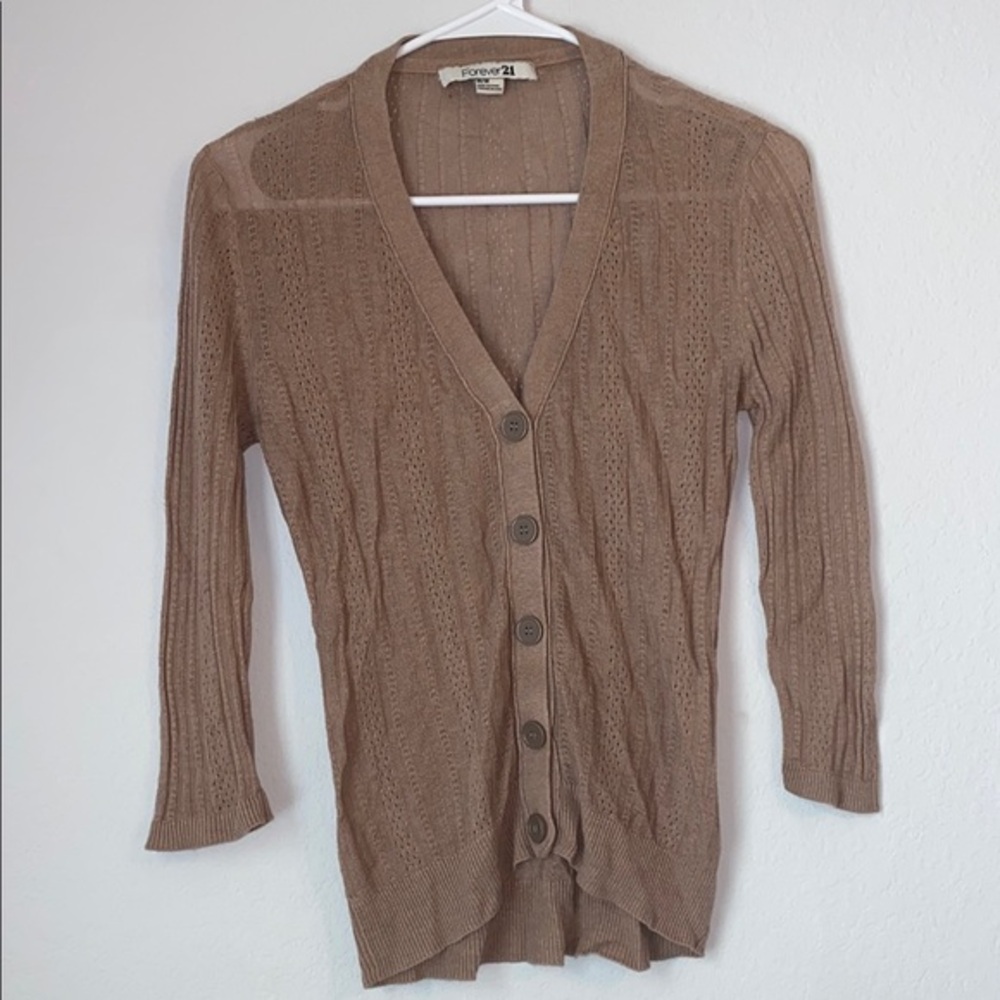 Forever 21 Tan Knit Cardigan Sweater